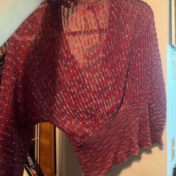 Vintage 2 piece Missoni cardigan skirt SET knit textured pink red A line skirt S - Picture 5 of 11